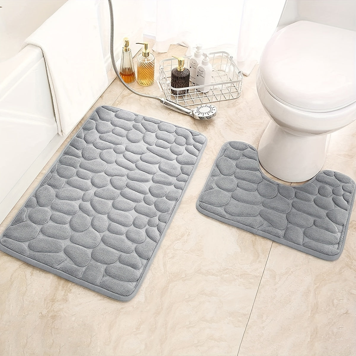 Alfombrillas antideslizantes para baño, de secado rápido y fáciles de cuidar, 50x80cm y 50x40cm