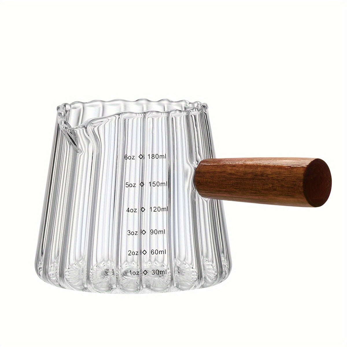 6oz Glass Coffee Cup with Wooden Handle Insulated Reusable for Coffee Tea