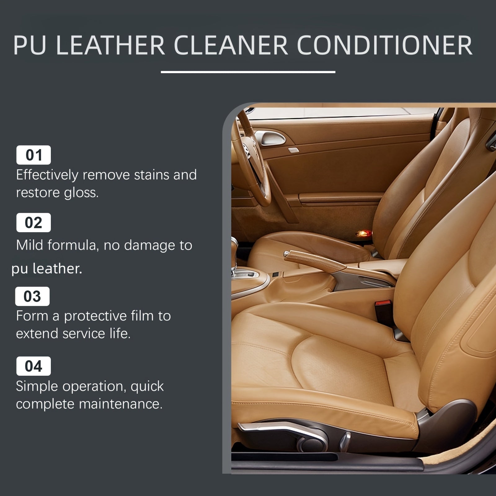 JAYSUING Terini tozalovchi va shartlovchi spreyi: Chuqur tozalovchi dog'larni olib tashlovchi, mebel, sumkalar, divanlar, avtomobil o'rindiqlari uchun porlaydigan vosita - Qoldiqsiz formula, natriy bikarbonati bilan - 1 litrdan kam suyuqlik hajmi