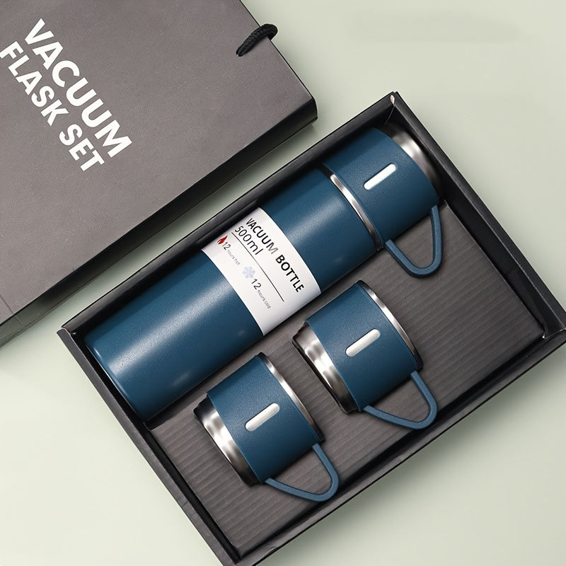 Stainless Steel Travel Mug Set with 3 Lids for Hot Cold Drinks