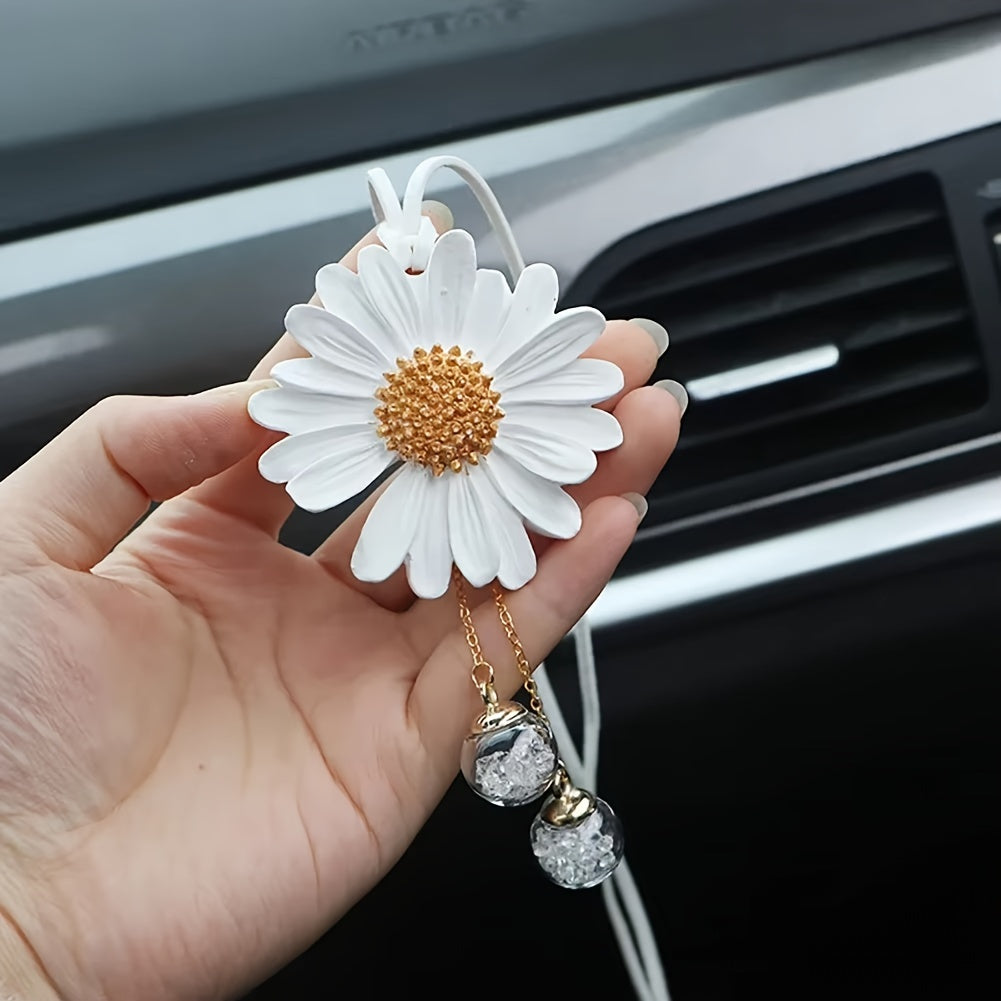 Daisy Car Air Freshener Pendant Yellow Plaster Scented Rearview Mirror Charm