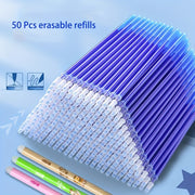 50 Erasable Gel Pen Refills 0.5mm Blue Ink Fine Tip for School Office