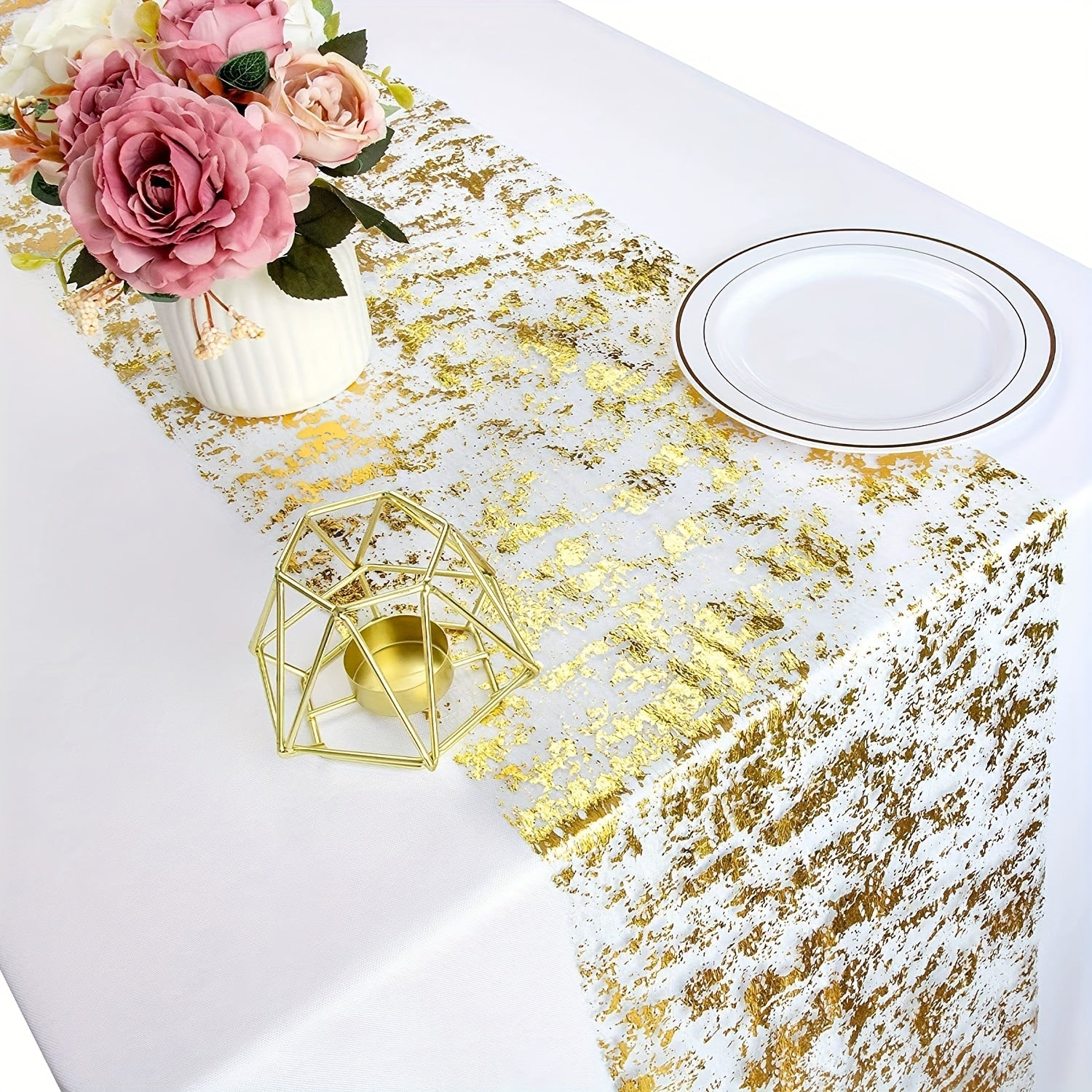 Camino de mesa dorado para bodas y fiestas, 72 pulgadas, decoración elegante