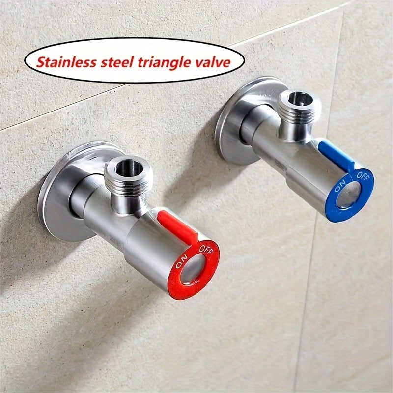 Stainless Steel Triangle Valve Set 2 Pieces Adjustable Water Flow for Toilet and Water Heater