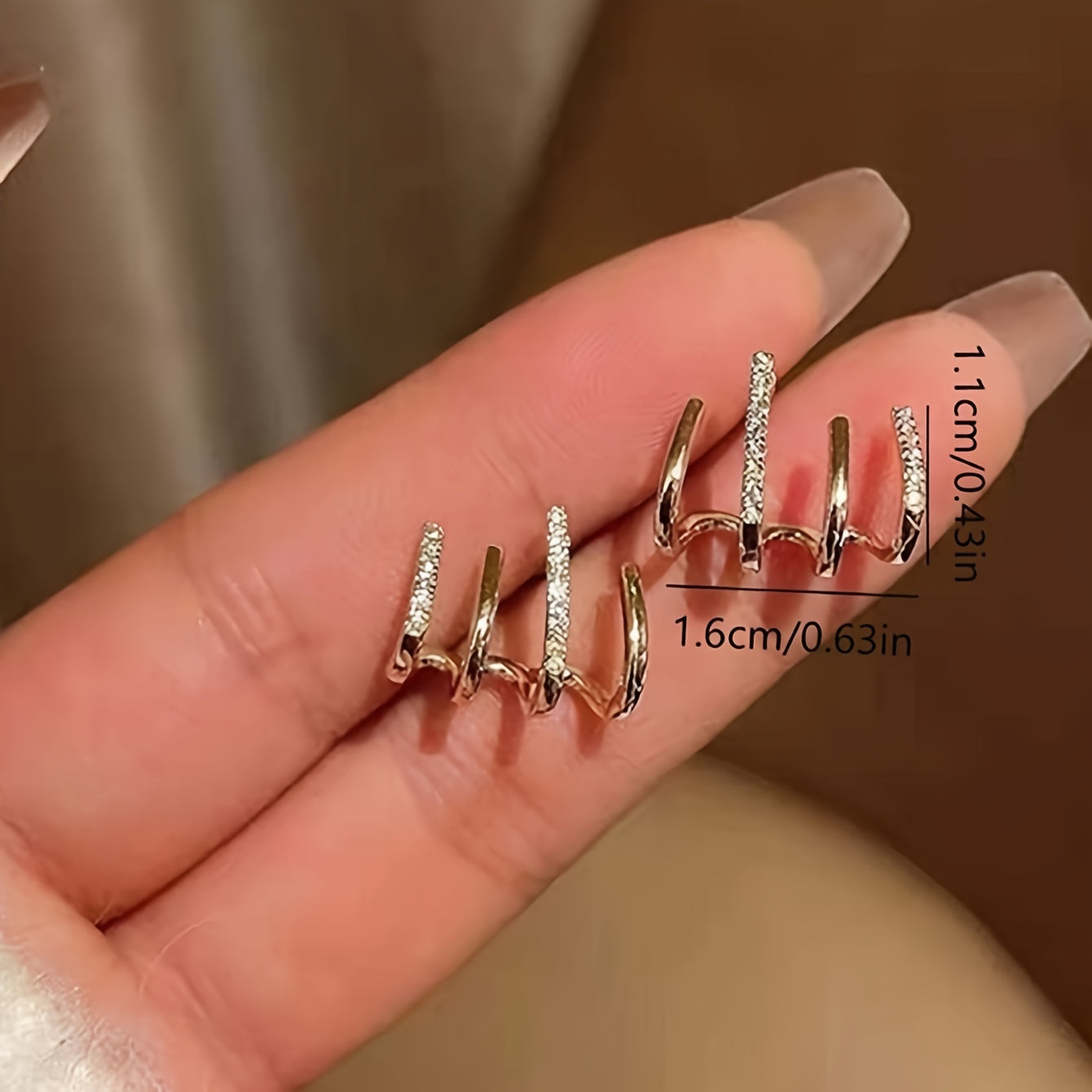 Pendientes en forma de U para mujer, aleación de zinc, cristales, acero inoxidable, ganchos