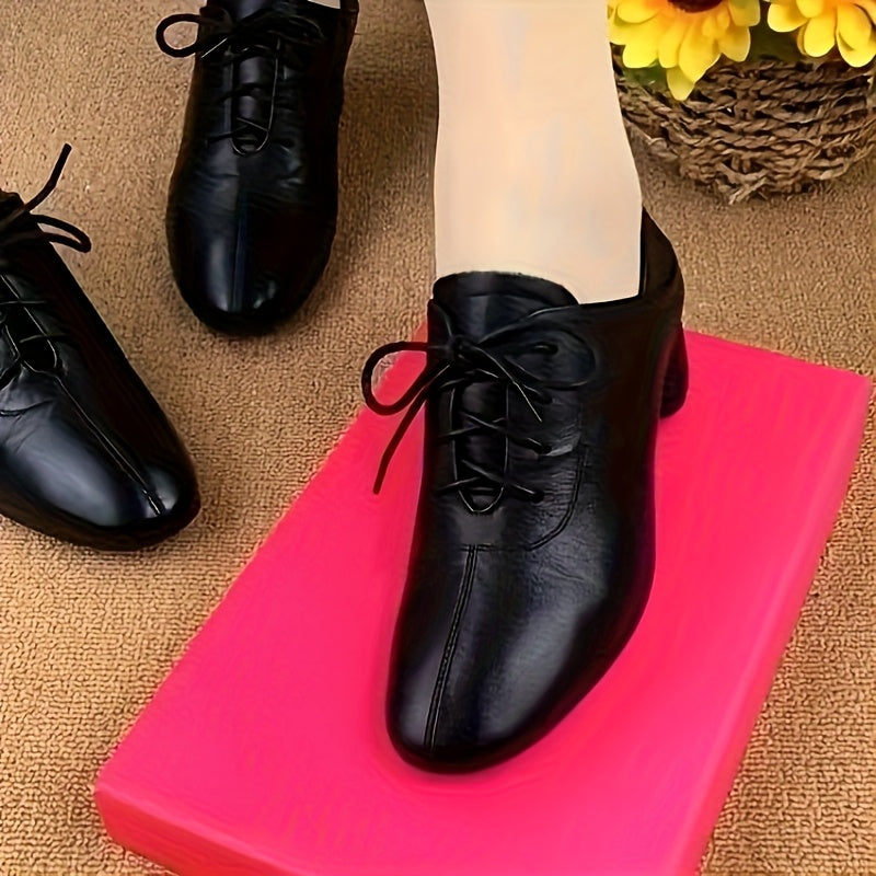 Women's Black Pointed Toe Block Heel Shoes Stylish Loafers with Rubber Sole