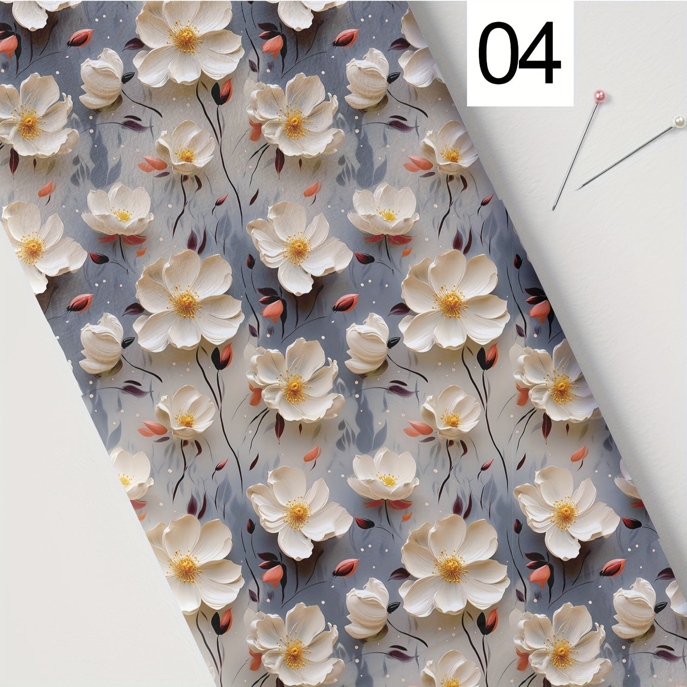 DIY Fabric with 3D Floral Design Polyester Precuts for Crafts and Home Decor