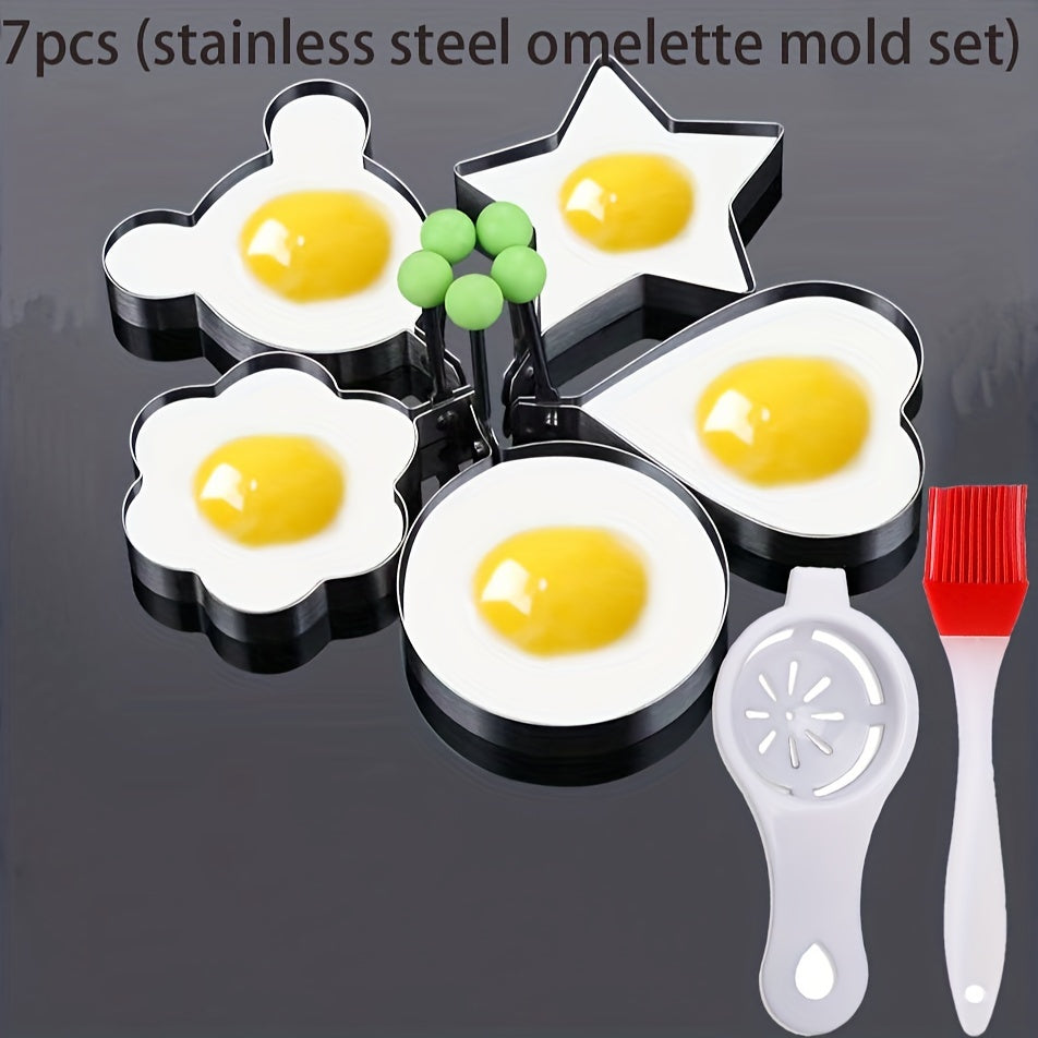 Stainless Steel Fried Egg Rings Pancake Shapers Omelette Molds Kitchen Utensils Set