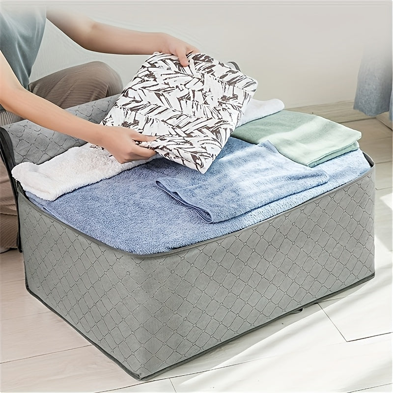 Large Collapsible Clothes and Quilt Storage Bag with Handles for Bedding and Travel