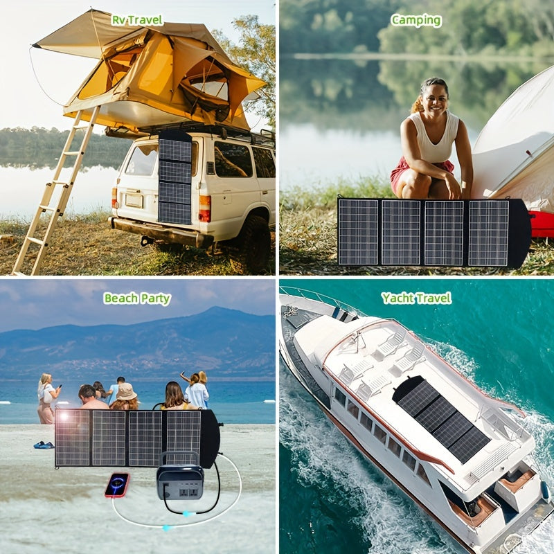 Портативное солнечное зарядное устройство мощностью 60 Вт, складное, с двумя USB-портами для быстрой зарядки телефонов и планшетов