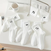 Women's Mid-Calf Socks 5 Pairs Cartoon Knit Polyester Spandex Japan Style