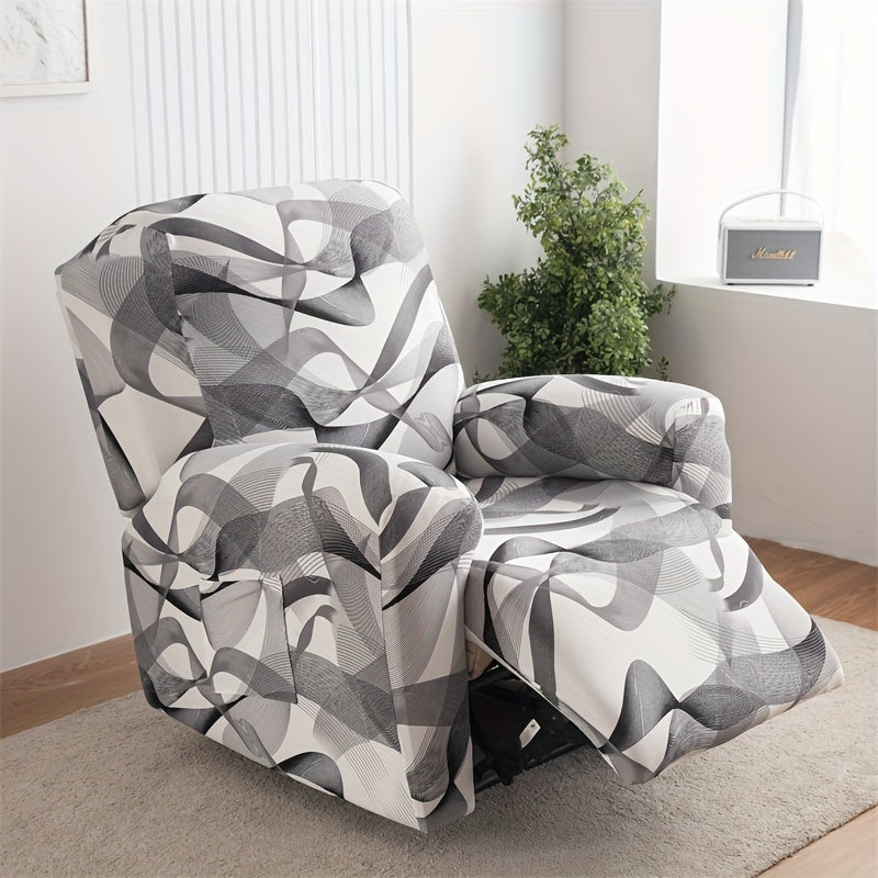 Чехол для кресла-качалки в стиле бохо с карманом, нескользящий, машинная стирка, синего цвета, изготовлен из полиэстера и спандекса.