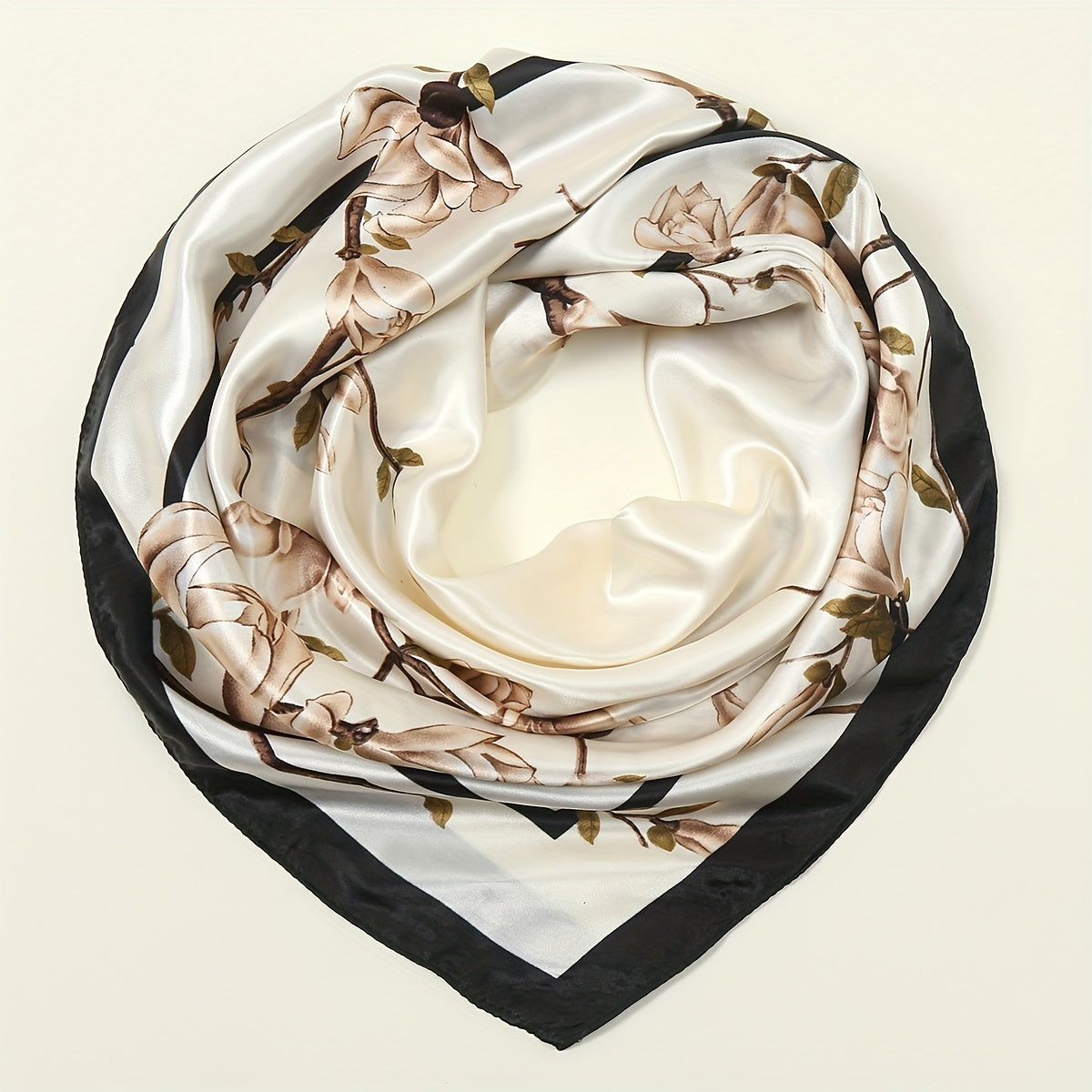 Винтажные сатиновые повязки на голову для женщин, принт магнолия, квадратный шарф-невершитель, 89,92 см