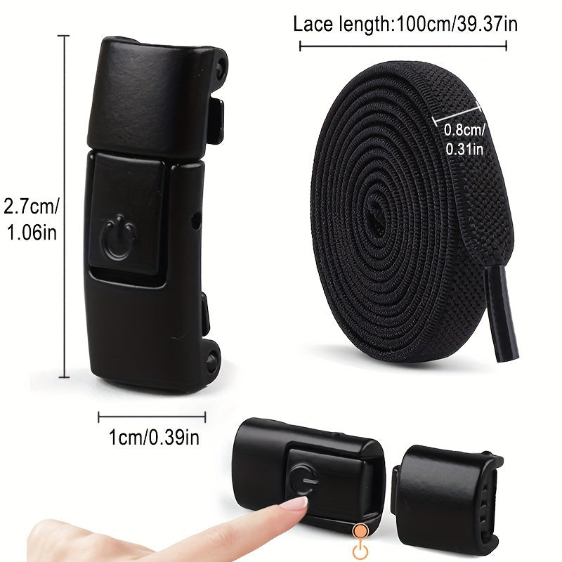 Unisex Stretch Rubber Shoe Laces Tieless Shoelaces With Buckle