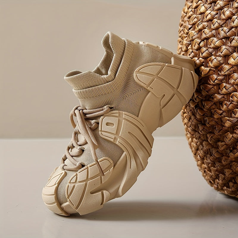 Women's Breathable Knit Sneakers Octopus Design Low-Top Lace-Up Shoes Navy Blue Grey