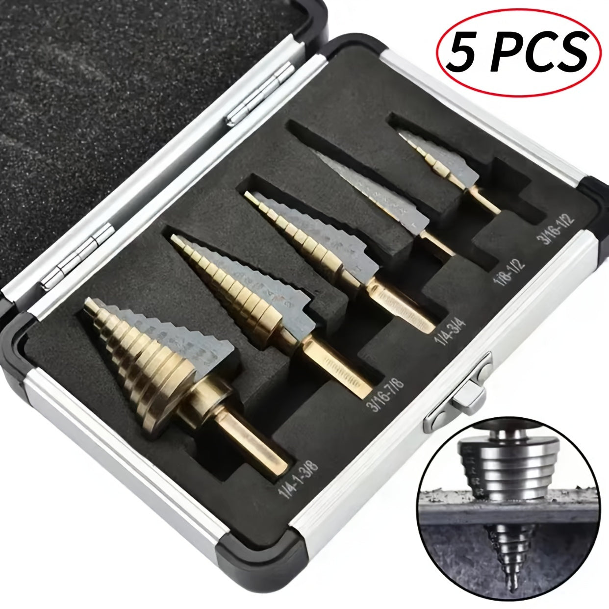 3/5 Pcs Set High Speed Steel Ladder Drill Bits for Metal and Aluminum