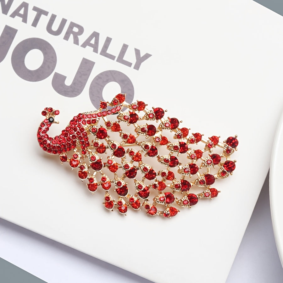 Peacock Brooch with Rhinestones Retro Wedding Formal Jewelry