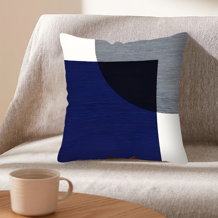 Navy Blue White Geometric Throw Pillow Cover 44cm Square Modern Boho Decor