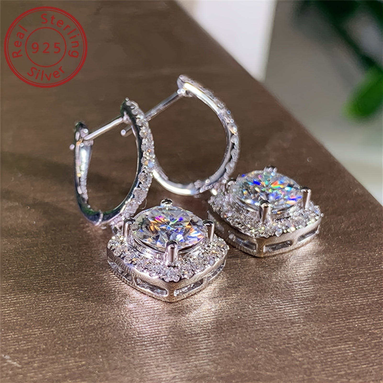 Sterling Silver 18k Gold Plated Moissanite Drop Earrings for Women Engagement Wedding