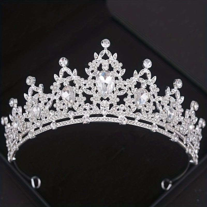 To'y libosi uchun rang-barang rhinestone taxtasi, malika, qizlar partiyasi soch aksessuarlari