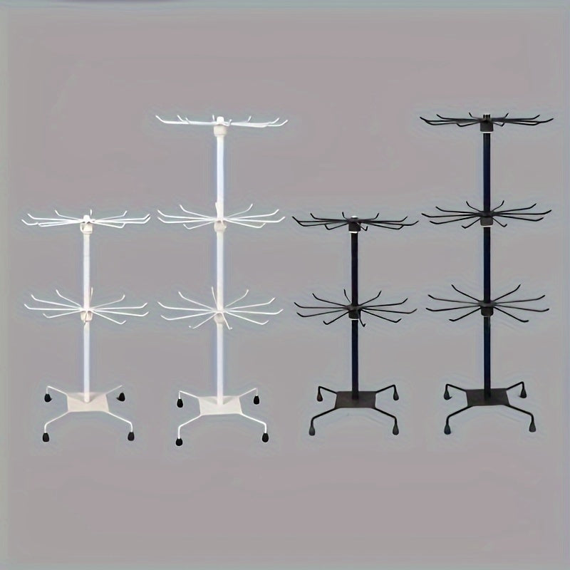 3-Tier Jewelry Tree Organizer with Rotating Base Plastic Countertop Stand for Necklaces Earrings and Bracelets