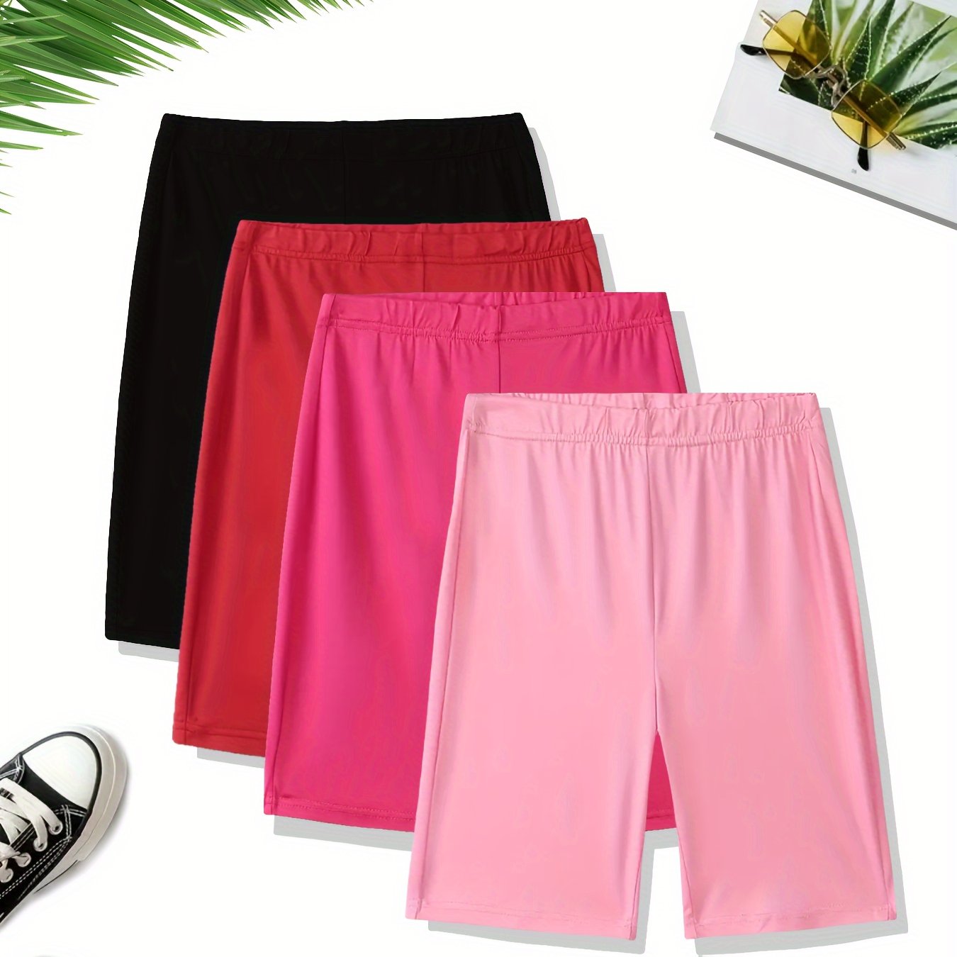 Women's Casual Sports Shorts Set Four Pieces Breathable Athletic Wear