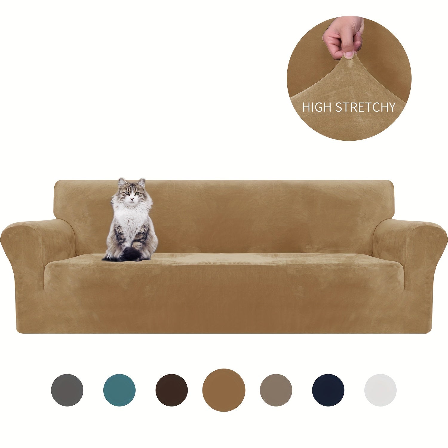 Velvet Sofa Cover Elastic Bottom All Seasons Pet Scratch Protection