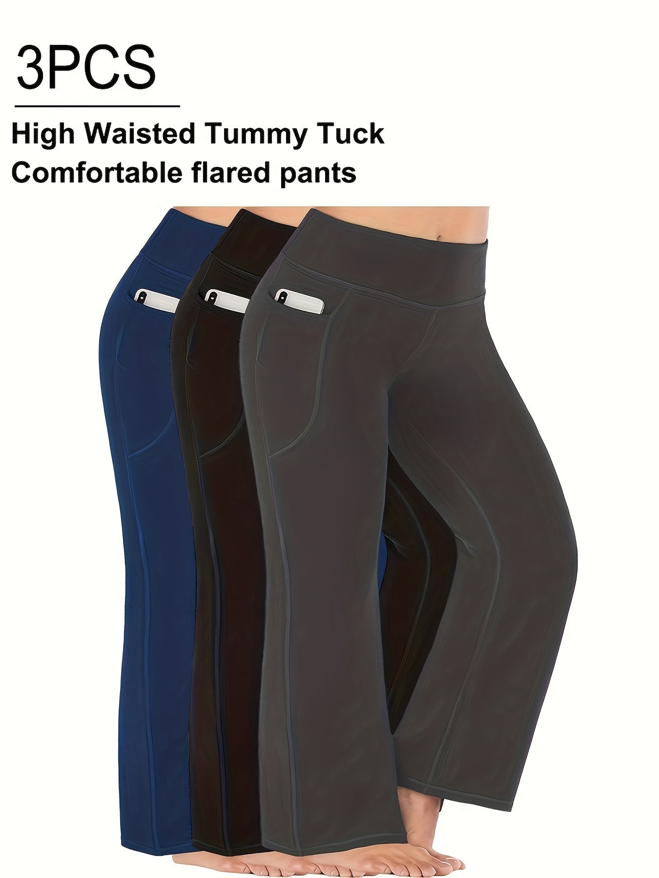 Женские брюки большого размера с широкими штанинами, с высокой талией и карманами