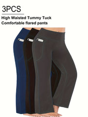 Women's Plus Size Wide Leg Pants High Waist Sports Pants with Pockets