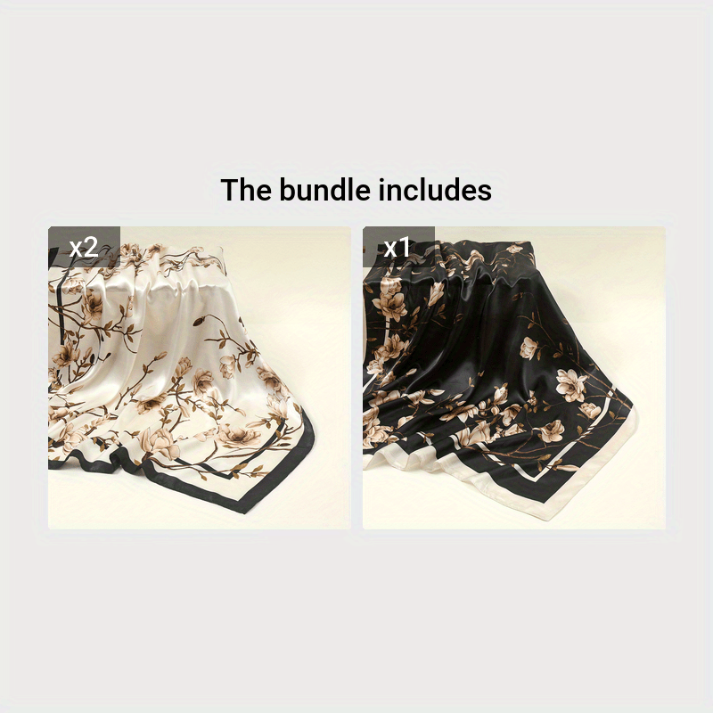 Винтажные сатиновые повязки на голову для женщин, принт магнолия, квадратный шарф-невершитель, 89,92 см