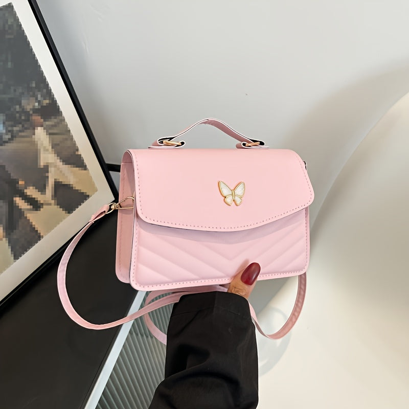 Bolso de mano cuadrado con relieve para mujer con correa ajustable de PU estilo urbano geométrico