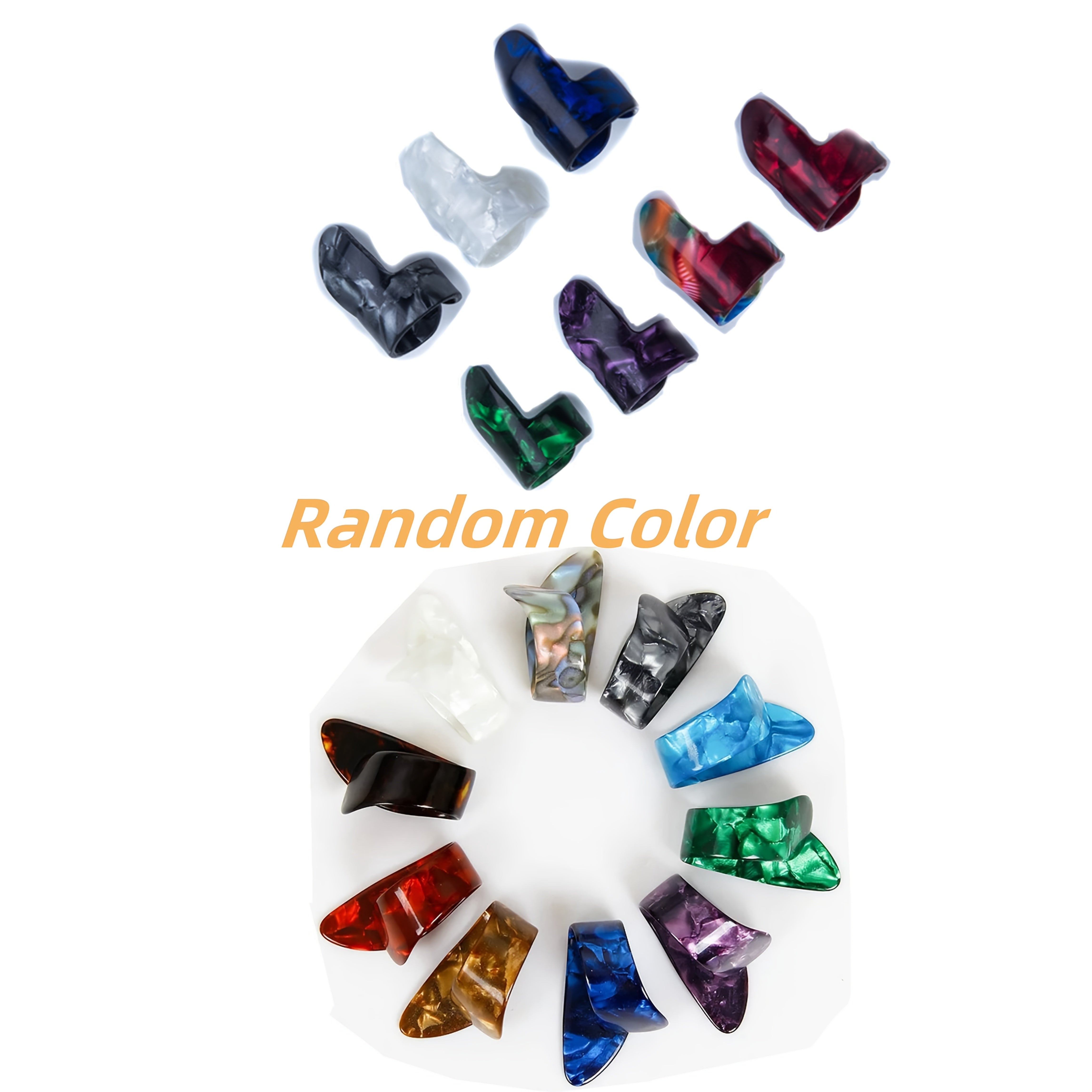 6-Piece Guitar and Bass Finger Picks Set with Protective Picks in Mixed Colors