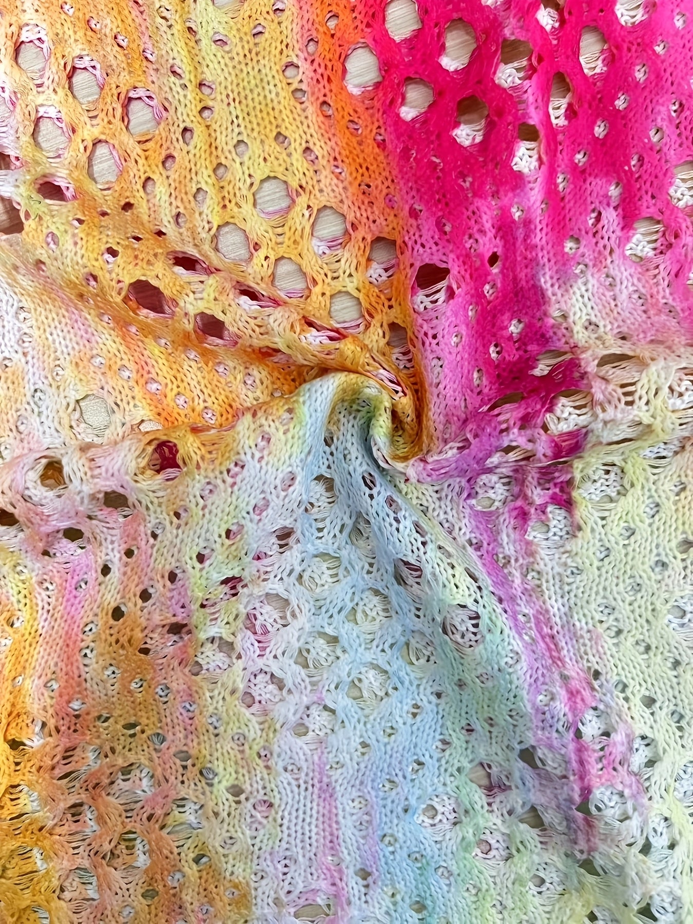 Cubierta bohemia para mujer con escote en V y mangas batwing con teñido tie-dye