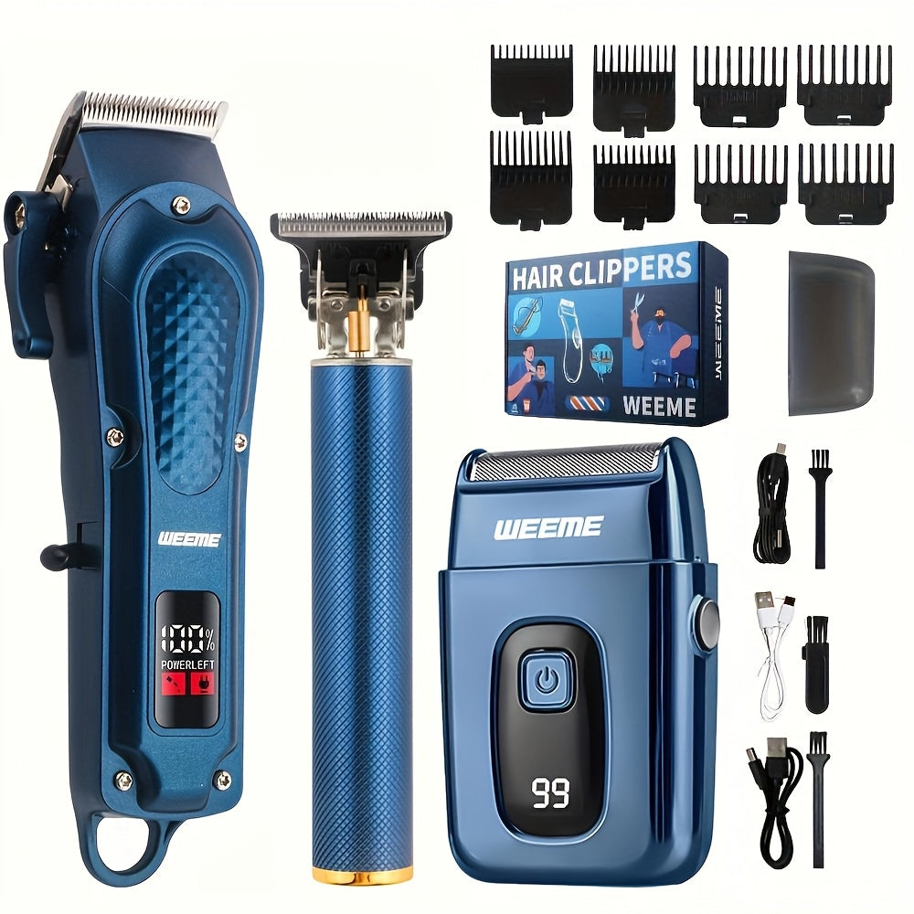 Комплект для ухода за мужчинами "все в одном" с машинкой для стрижки, триммером, бритвой, USB-зарядкой, 36 В, ЖК-дисплеем