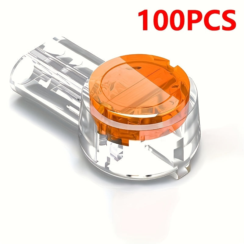 100Pcs Gel-Filled Orange Clear Wire Connectors for Telephone and Network Cables