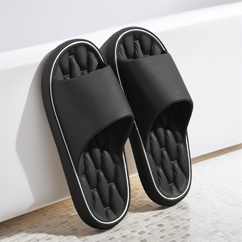 Men's Women's Anti-slip Indoor Outdoor Slippers Thick Sole Black Large Size