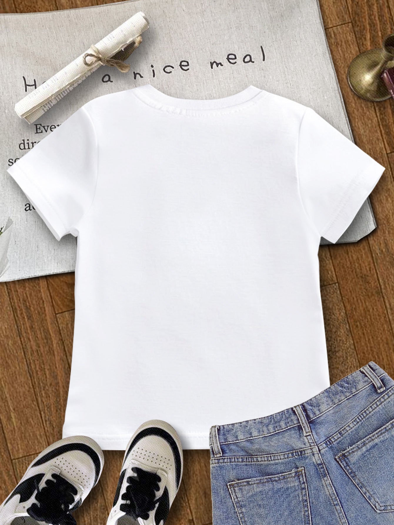 Girls' Summer Short-Sleeved T-Shirt for Girls Aged 7-14 Cotton Polyester Casual Knit Top