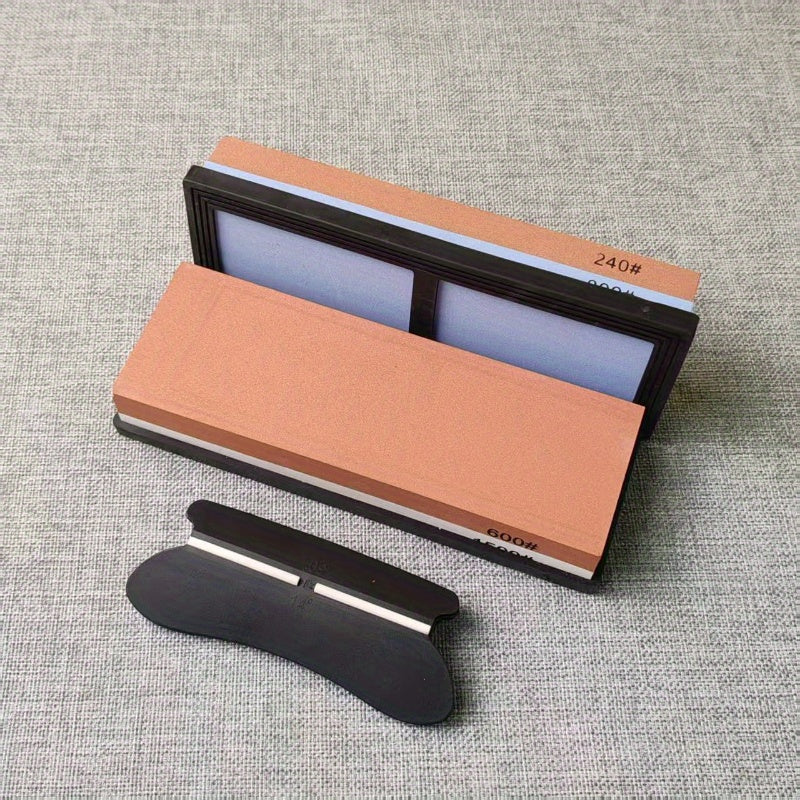 Afilador de cuchillos de cocina de doble cara con base antideslizante con pinza, piedra de aceite de 1000 grit