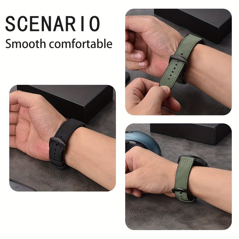 Synthetic Leather Watch Band for Apple Watch Series Ultra SE 5 4 3 Adjustable Hook Loop Clasp