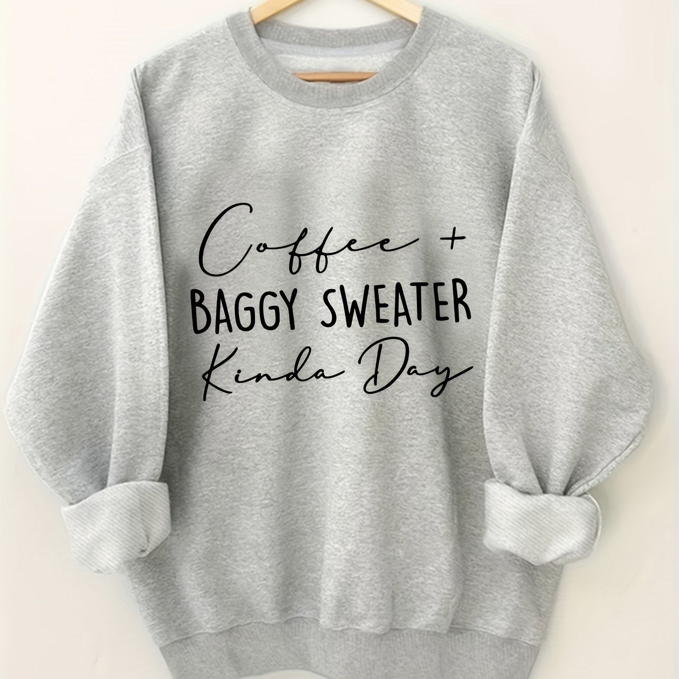 Plus Size Letter Print Pullover Sweatshirt Women Long Sleeve Casual Winter Clothing