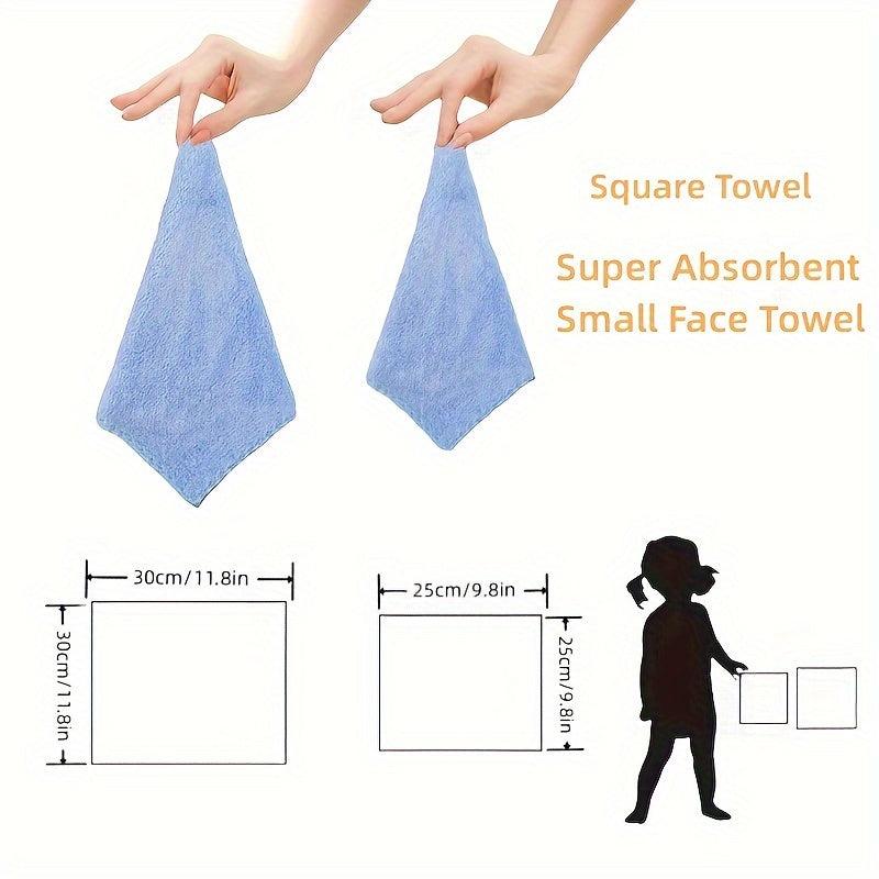 16pcs Coral Fleece Square Towels in 2 Sizes Super Soft Absorbent Bathroom