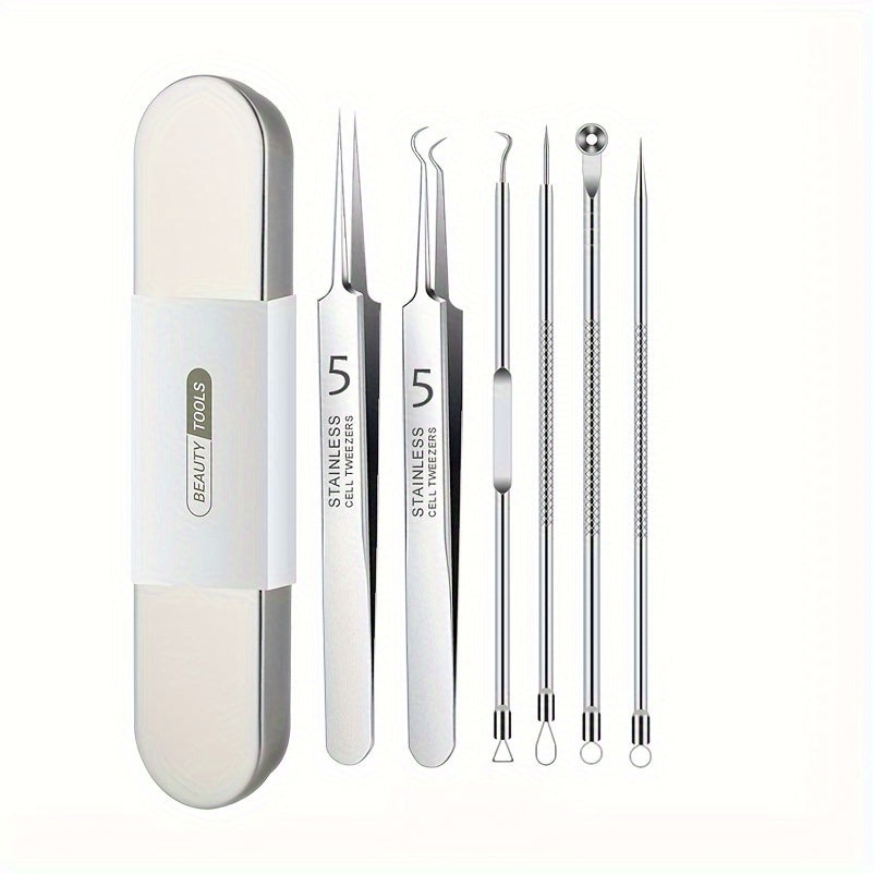 Профессиональный набор для удаления черных точек и прыщей с пинцетами, иглой, всасывающими салфетками