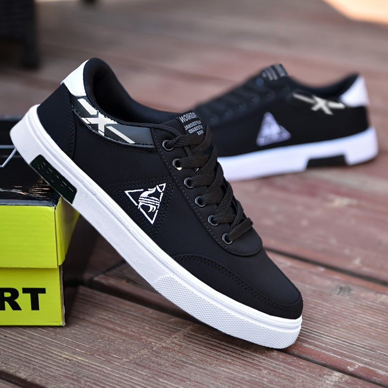Men's Canvas Skate Shoes Lace Up Non-Slip Casual Sneakers for Outdoor Activities