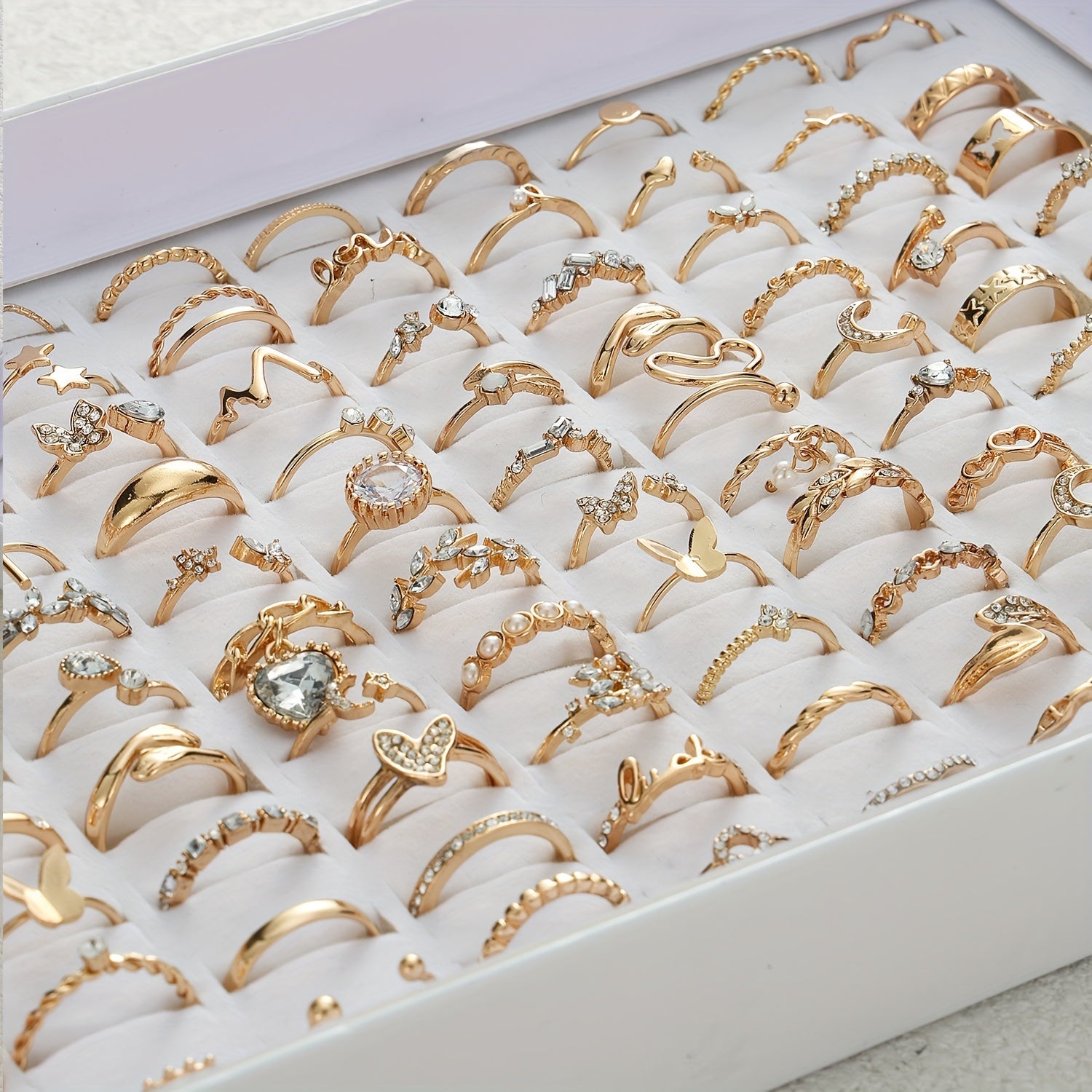 40-Piece Gold Tone Ring Set for Women Stylish Versatile Trendy for Everyday Wear