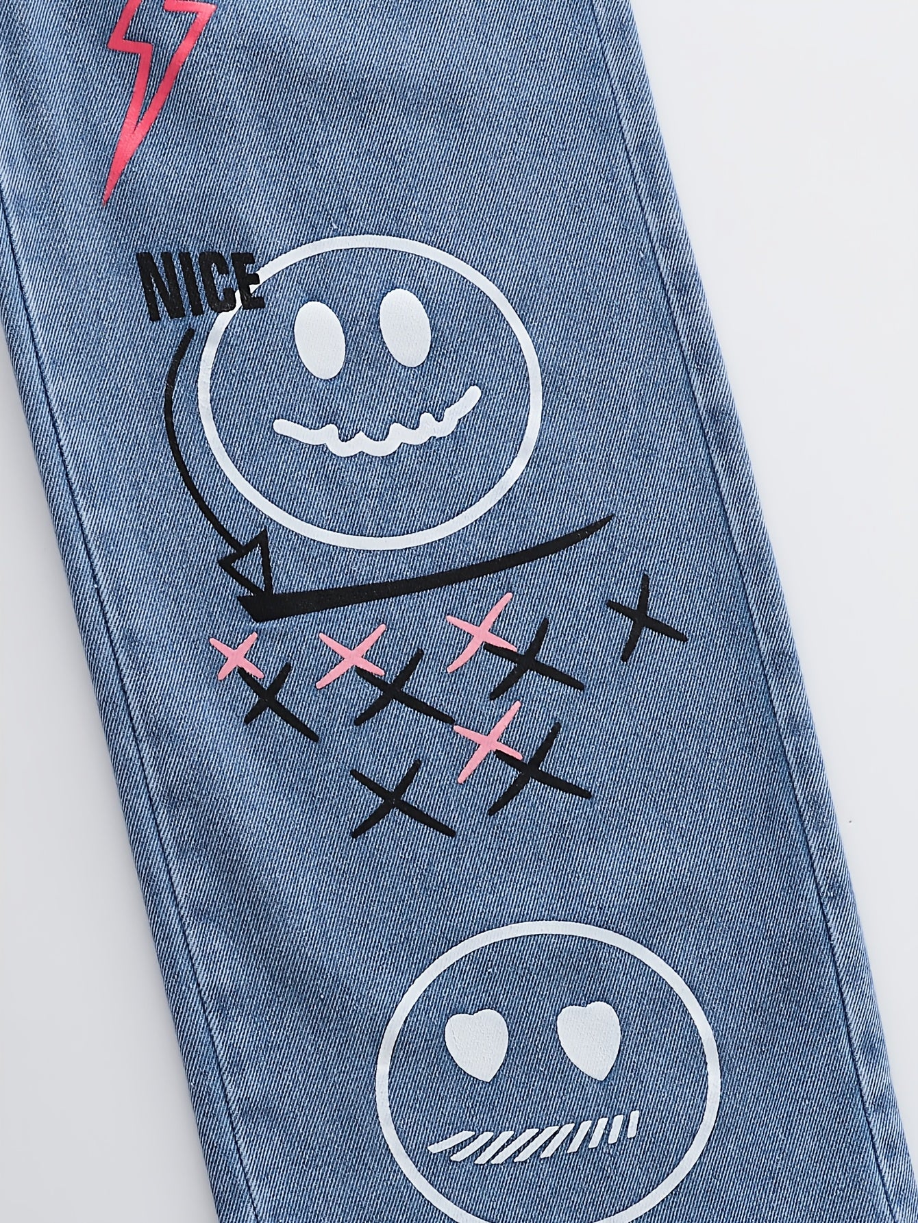 Girls' Wide Leg Denim Jeans for Girls Over 3 Years Cartoon Bear Letter Print Street Style