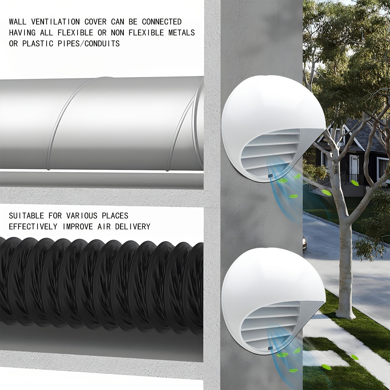 Solar Ventilation Fan Kit 15W Solar Panel with Removable Pipes for Home Exhaust