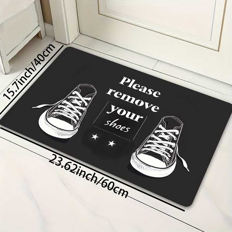 Polyester Doormat Set with Please Remove Your Shoes Design Non-Slip Machine Washable Indoor Home Decor