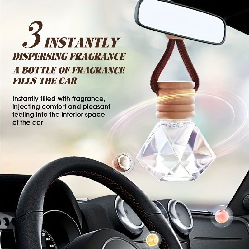 Long-Lasting Car Air Freshener with Essential Oil in Glass Pendant for Vehicle Interior