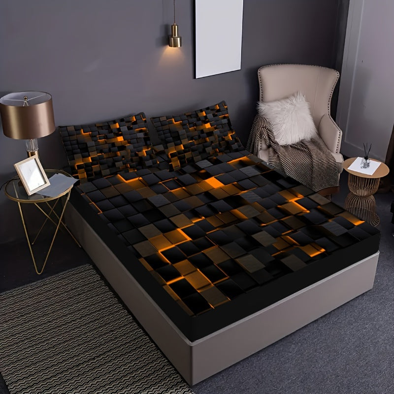 2 ta qizil tarmoq 3D vizual geometriya san'ati mos keladigan to'shakka yostiq bilan to'plam