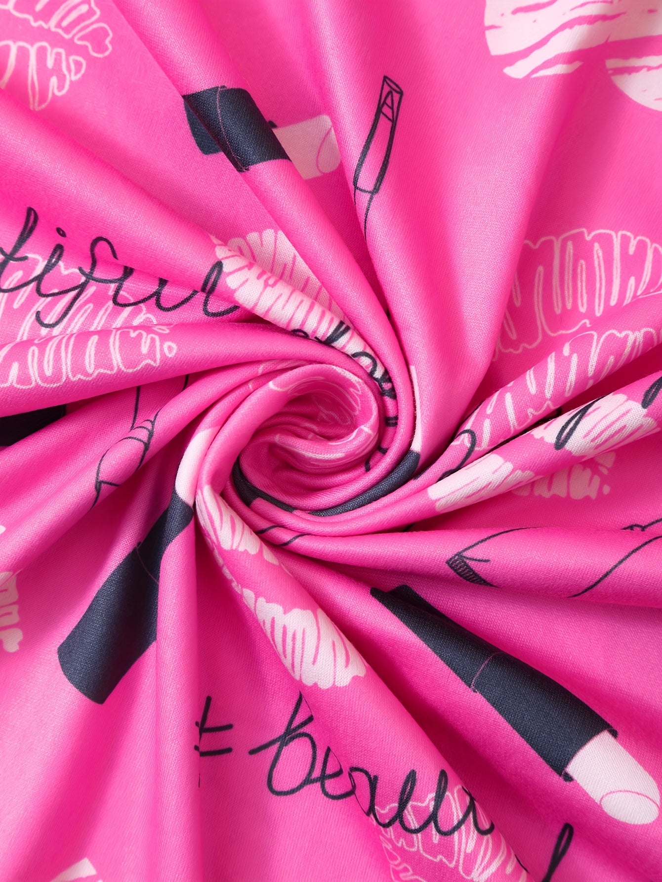 Women's Casual Nightdress Plus Size Red Heart Lip Print Sleep Dress